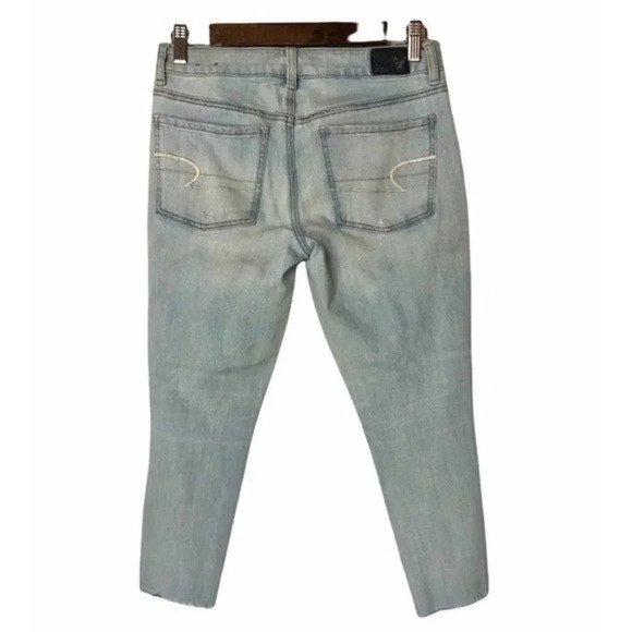 American Eagle AEO Light Blue Distressed Cropped Jegging Skinny Jeans 6 - Picture 2 of 5